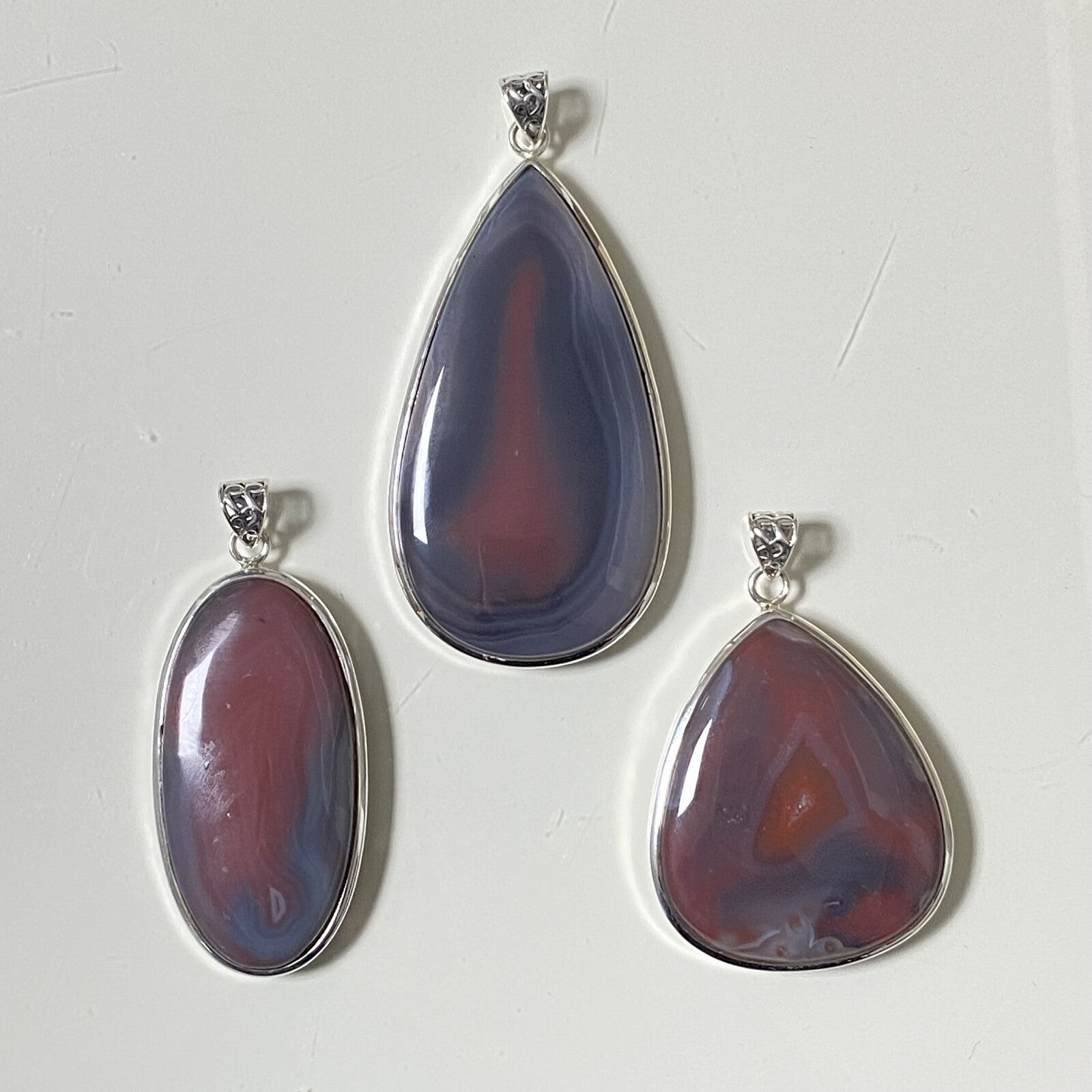 Lot de 3 Pendentifs Argent - Agate Botswana n°1