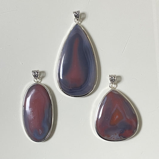 Lot de 3 Pendentifs Argent - Agate Botswana n°1