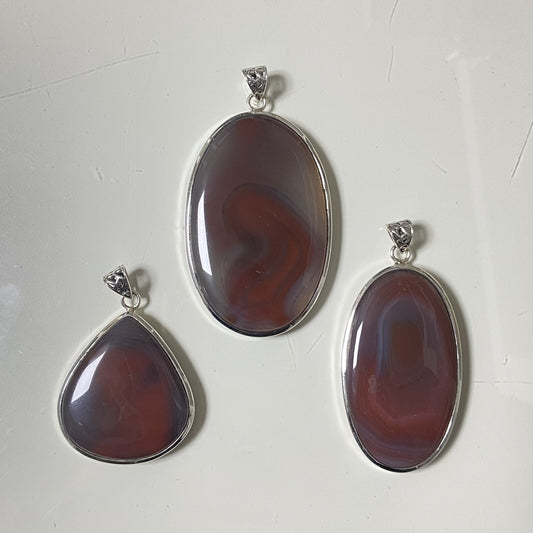 Lot de 3 Pendentifs Argent - Agate Botswana n°2