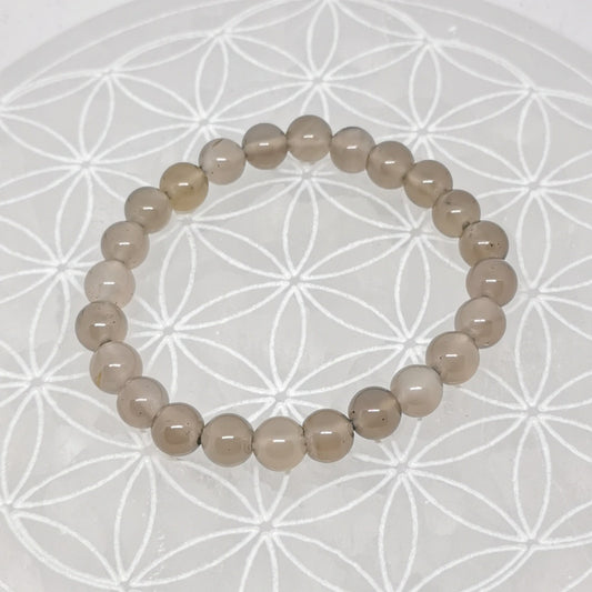 Bracelet - Agate Naturelle Grise (8 mm)