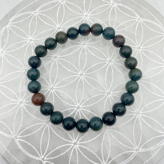 Bracelet - Jaspe Héliotrope / Jaspe Sanguin (8 mm)