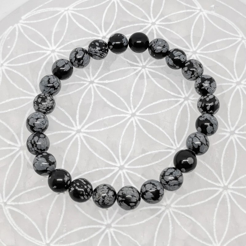 Bracelet - Obsidienne Flocon de Neige / Mouchetée (8 mm)