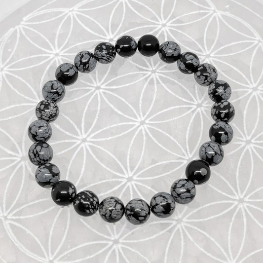 Bracelet - Obsidienne Flocon de Neige / Mouchetée (8 mm)