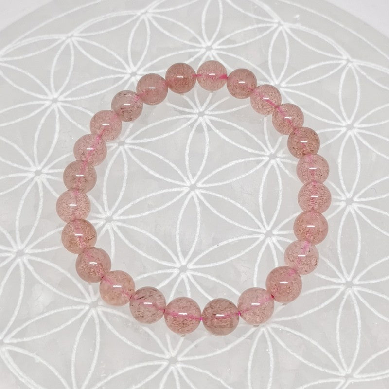 Bracelet - Quartz Fraise ''Morango'' / Hématoide (8 mm)