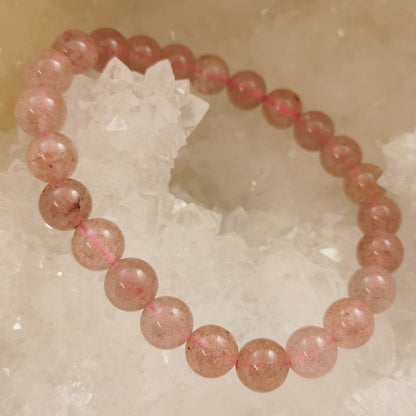 Bracelet - Quartz Fraise ''Morango'' / Hématoide (8 mm)