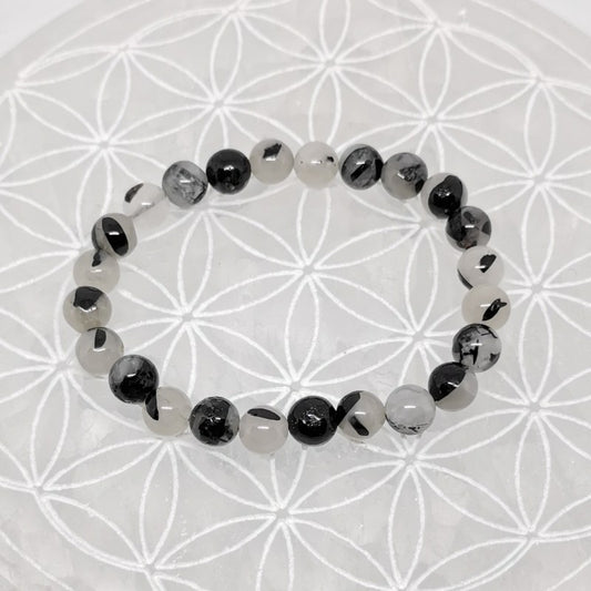 Bracelet - Tourmaline Noire / Quartz (8 mm)