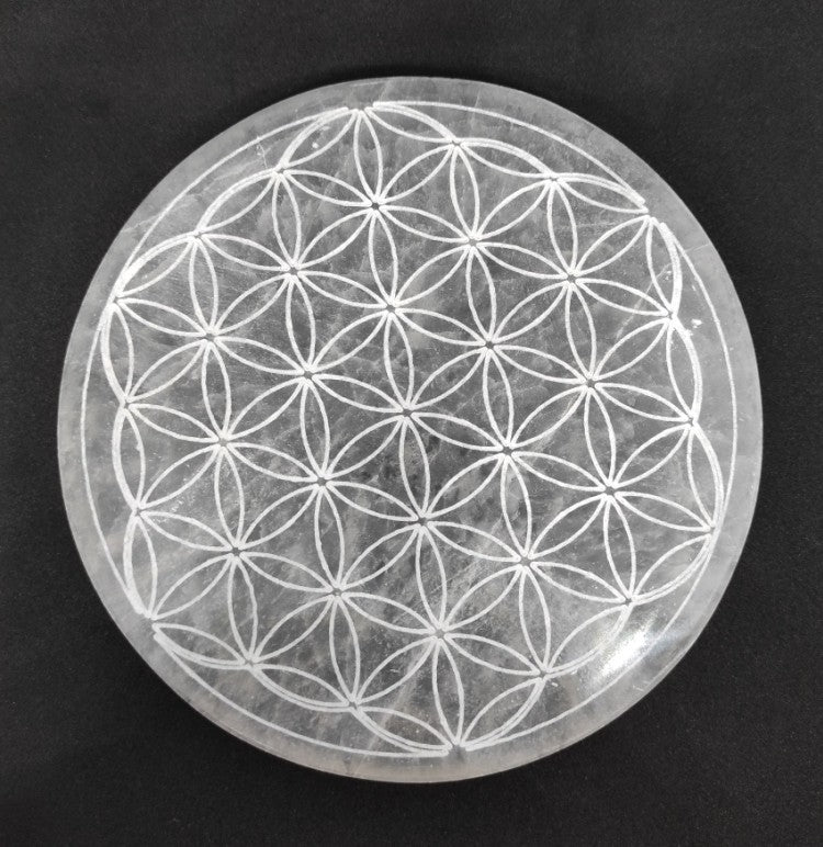 Plaque de Rechargement - Sélénite Fleur de Vie (12 cm)