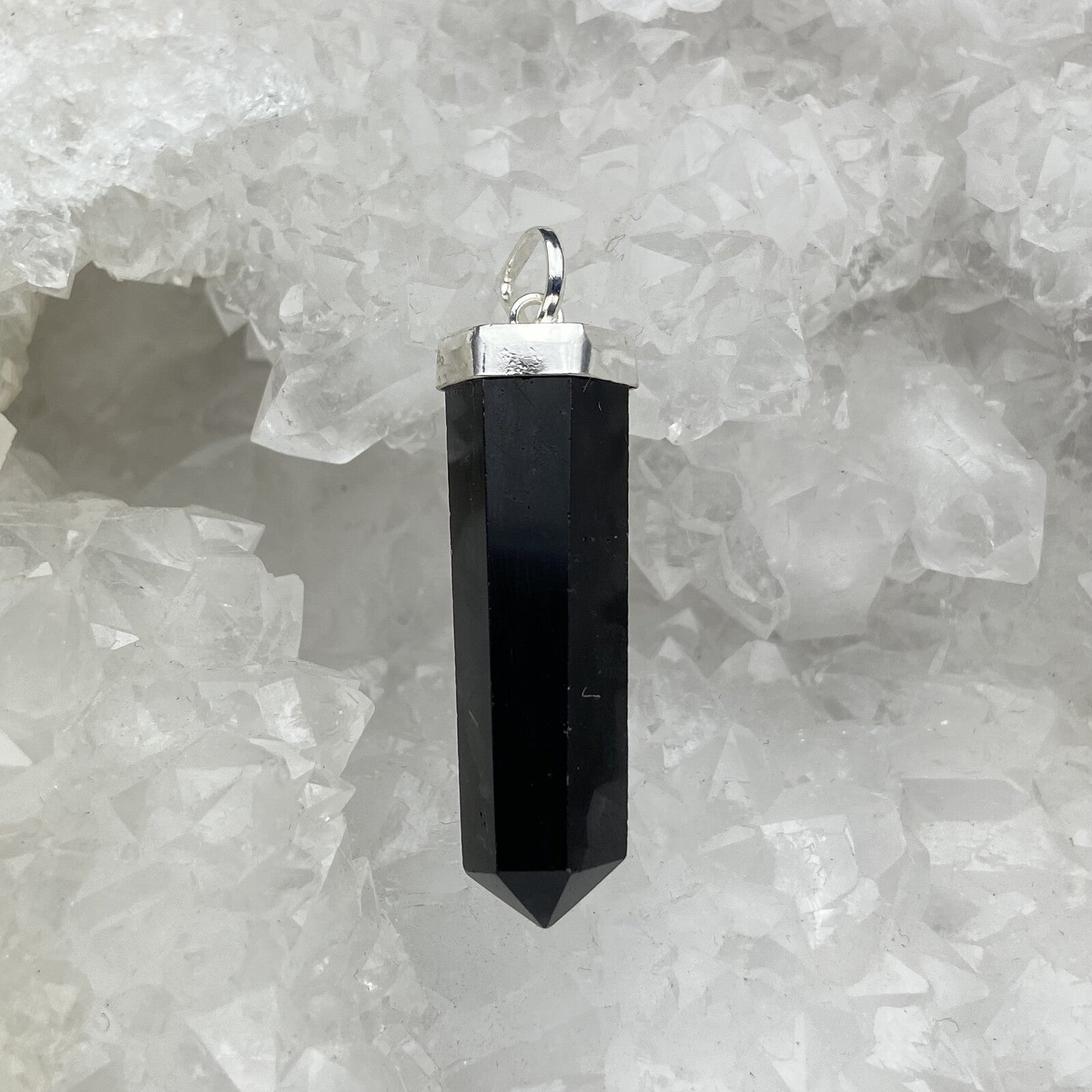 Pendentif Argent - Pointe Obsidienne Noire