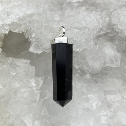 Pendentif Argent - Pointe Obsidienne Noire