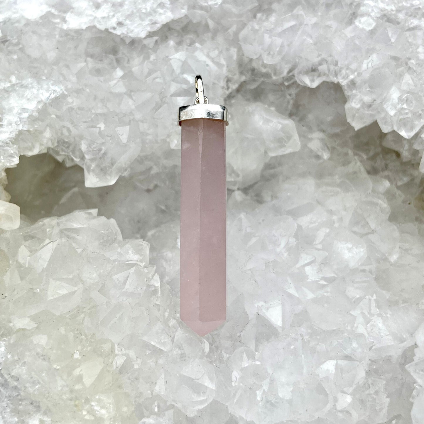 Pendentif Argent - Pointe Quartz Rose