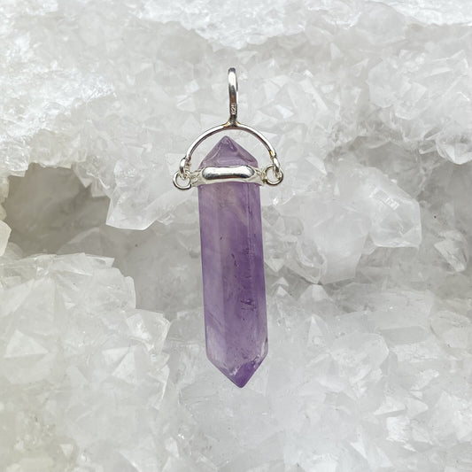 Pendentif Argent - Pointe Biterminée Améthyste