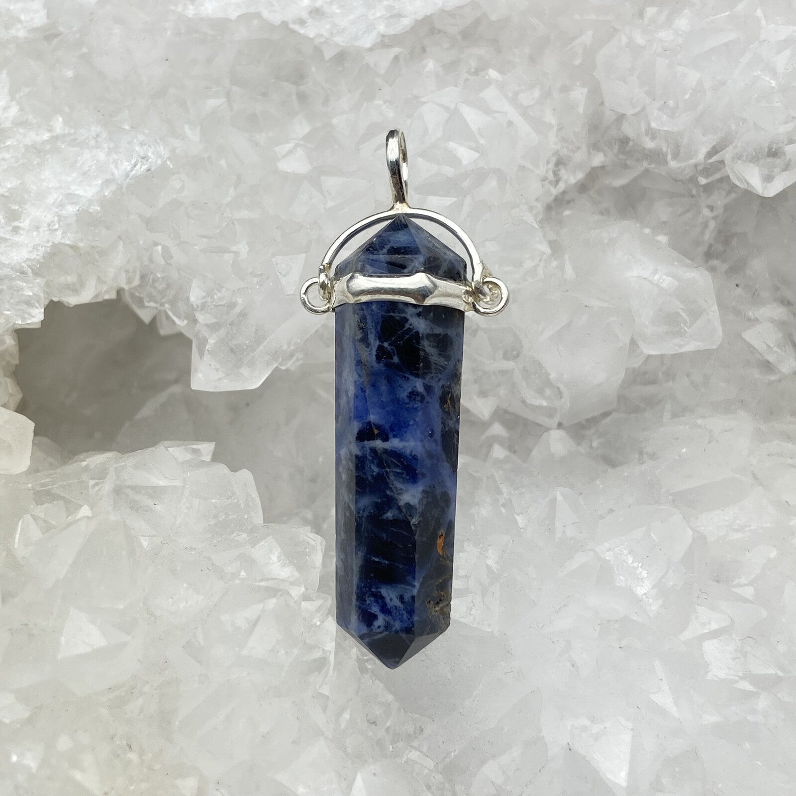Pendentif Argent - Pointe Biterminée Sodalite