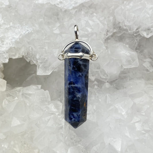 Pendentif Argent - Pointe Biterminée Sodalite