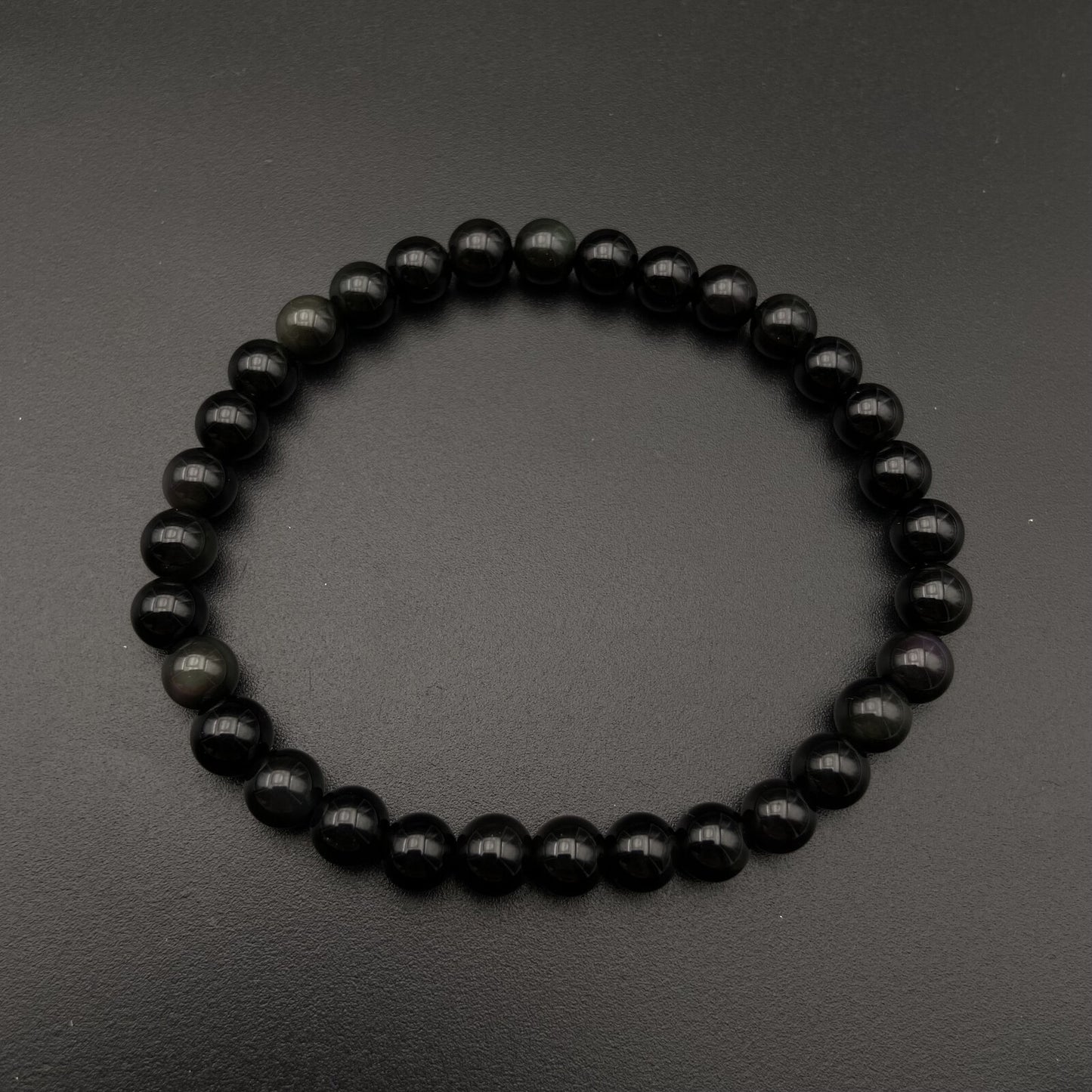 Bracelet - Obsidienne Noire Arc-en-Ciel (6 mm)