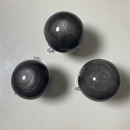 Lot de 3 Sphères - Obsidienne Argentée n°4