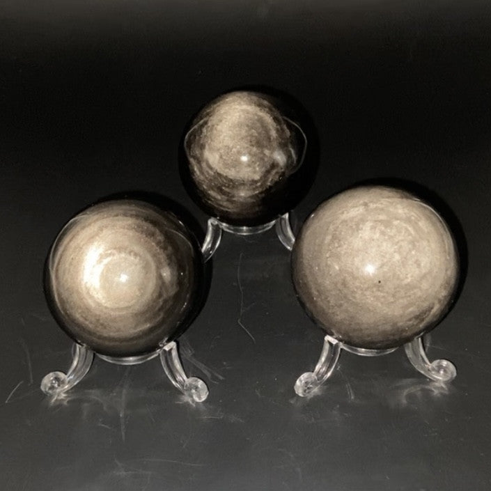 Lot de 3 Sphères - Obsidienne Argentée n°4
