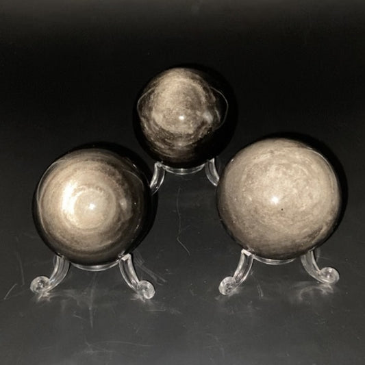 Lot de 3 Sphères - Obsidienne Argentée n°4