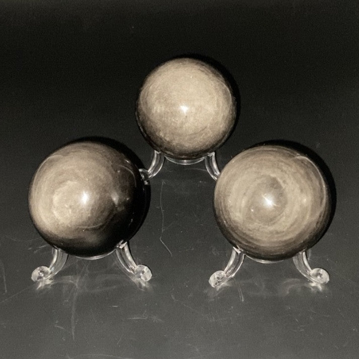 Lot de 3 Sphères - Obsidienne Argentée n°5