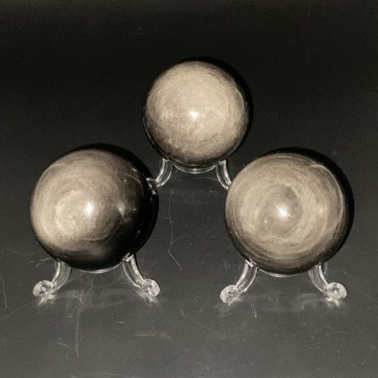 Lot de 3 Sphères - Obsidienne Argentée n°5