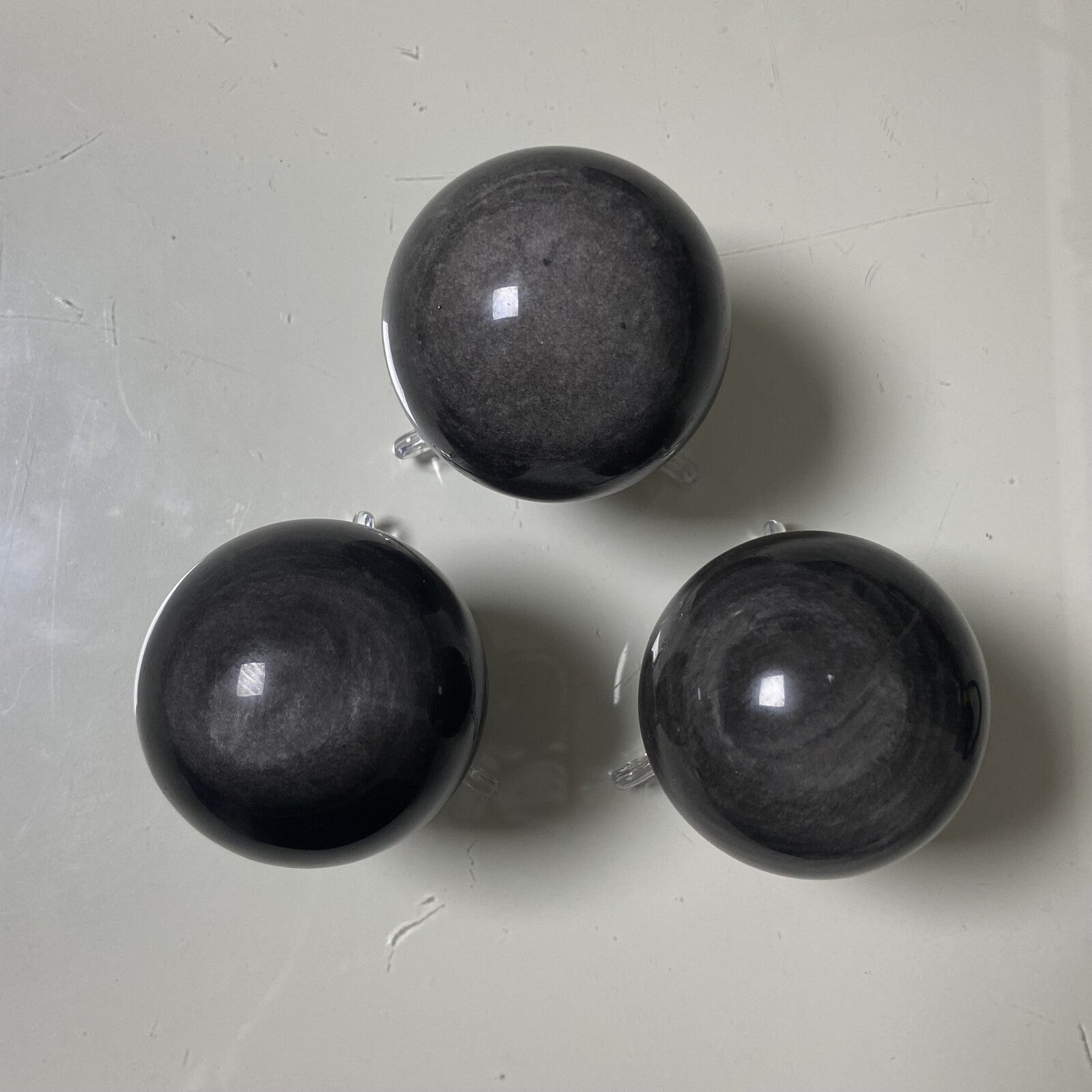 Lot de 3 Sphères - Obsidienne Argentée n°5