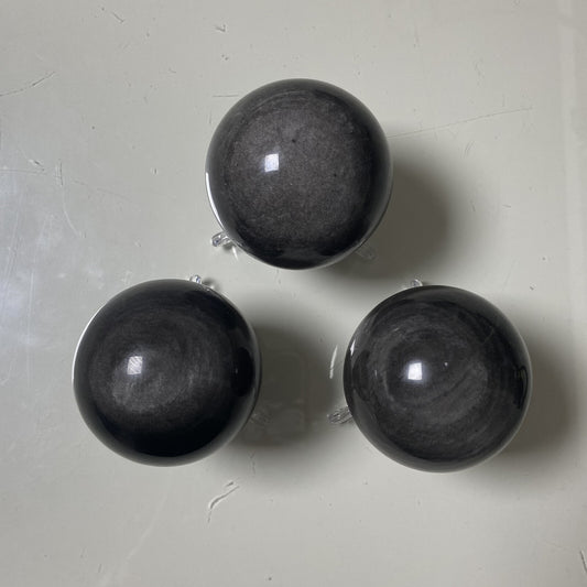 Lot de 3 Sphères - Obsidienne Argentée n°5