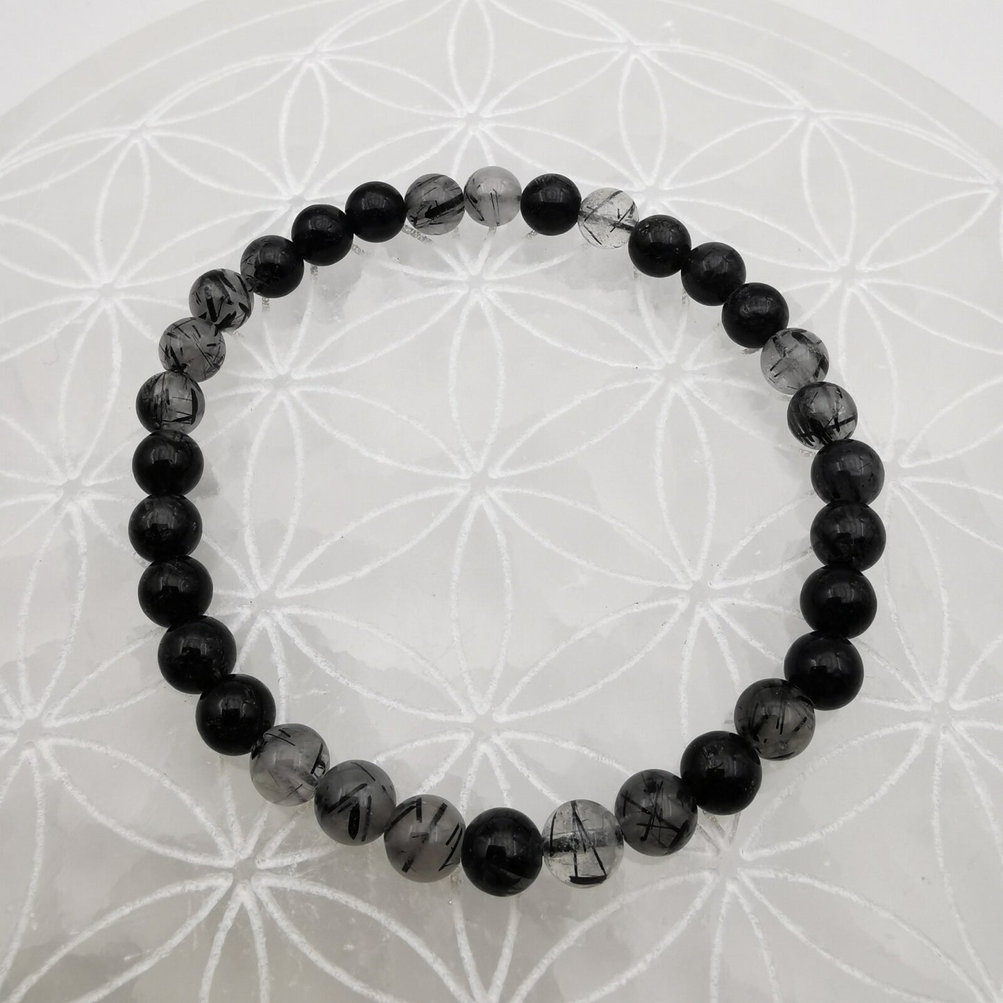 Bracelet - Tourmaline Noire / Quartz (6 mm) EXTRA