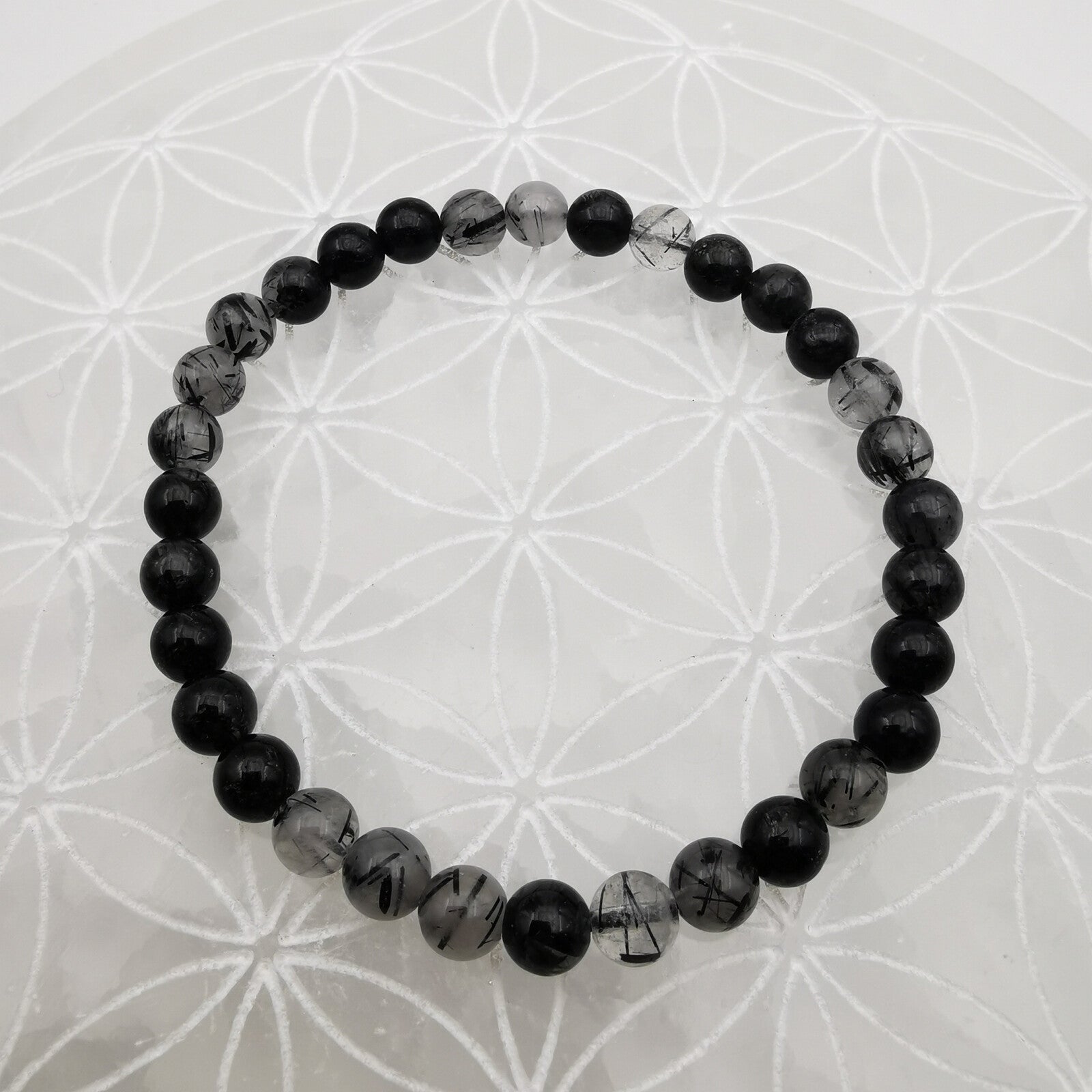 Bracelet - Tourmaline Noire / Quartz (6 mm) EXTRA