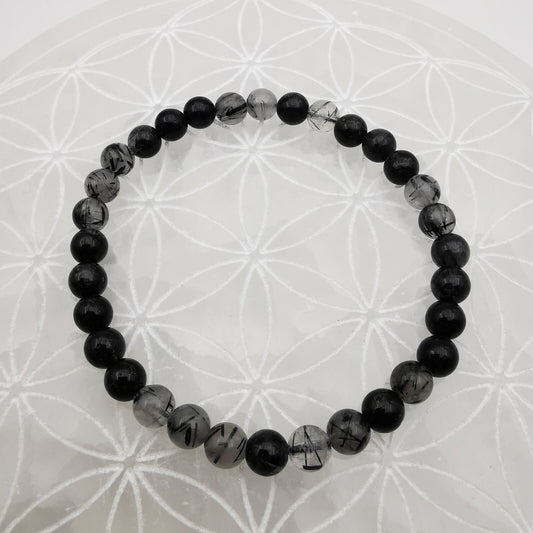 Bracelet - Tourmaline Noire / Quartz (6 mm) EXTRA