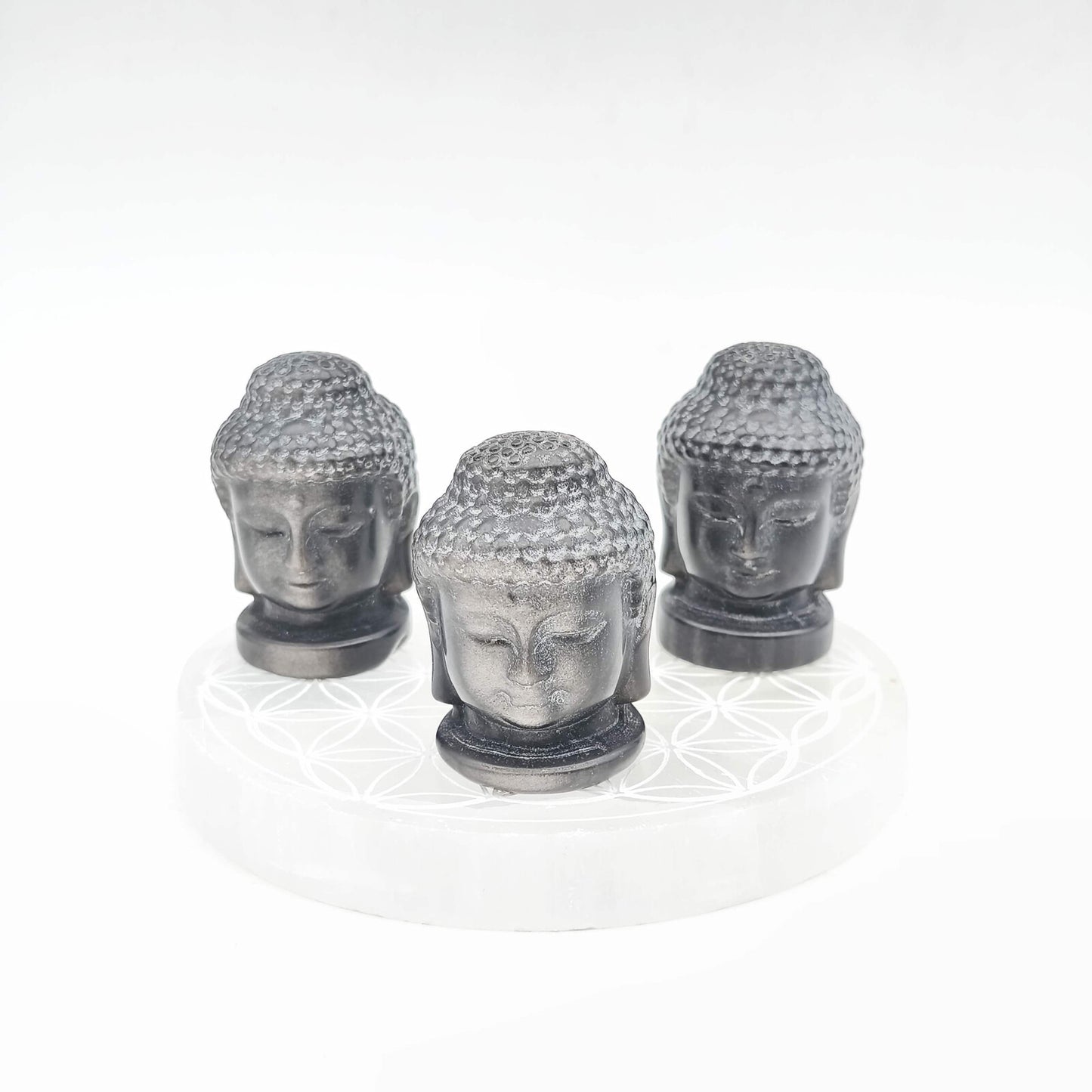 Tête de Bouddha - Obsidienne argentée - 5 cm