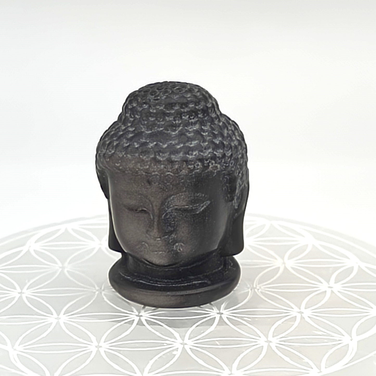 Tête de Bouddha - Obsidienne argentée - 5 cm
