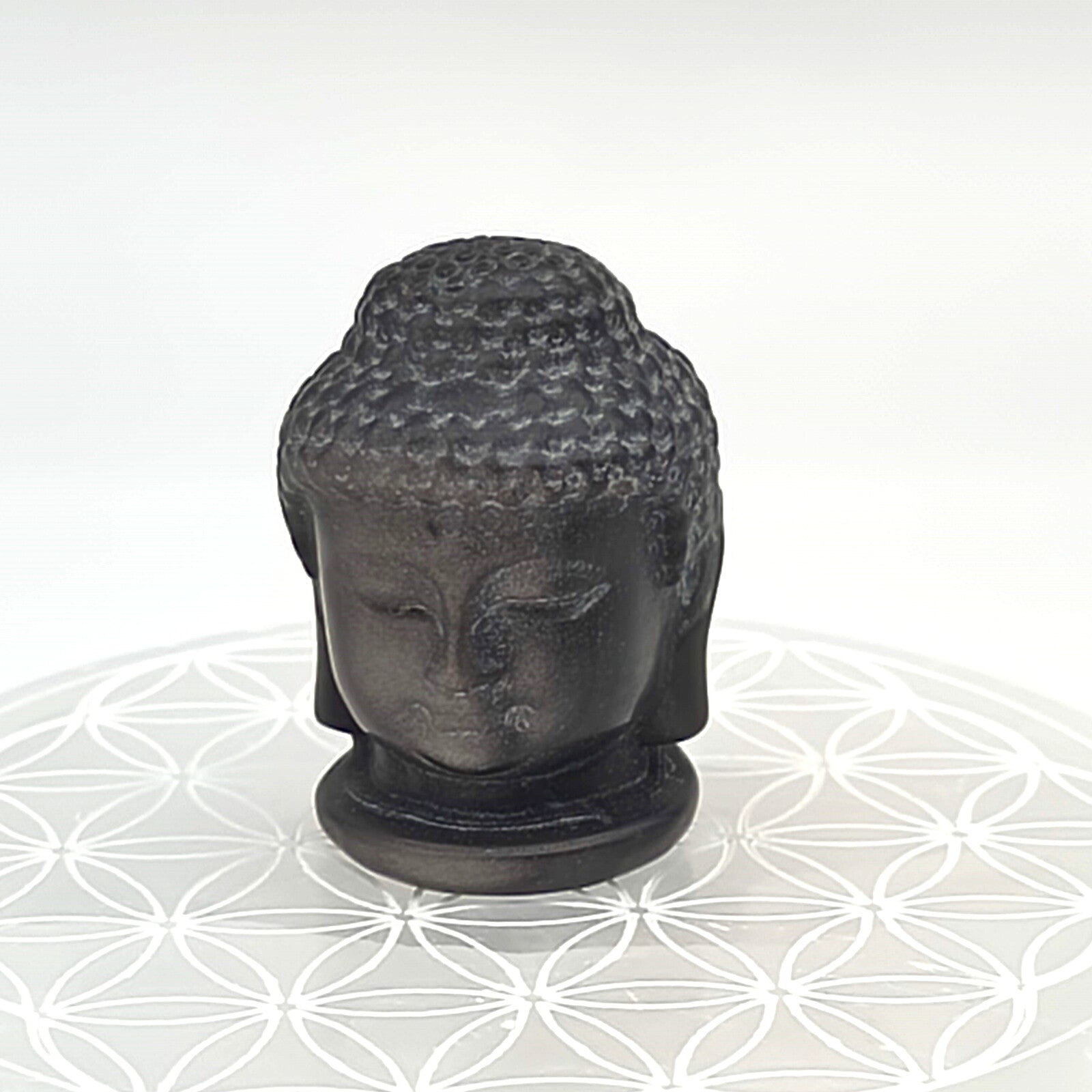 Tête de Bouddha - Obsidienne argentée - 5 cm