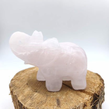 Eléphant - Quartz rose - 10 cm