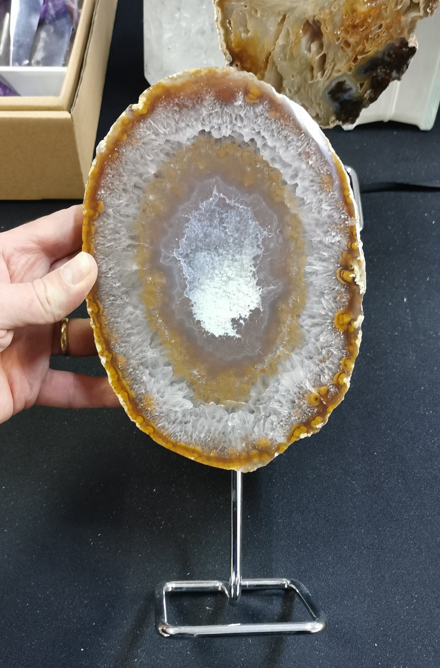 Agate - tranches sur base inox - 1Kg