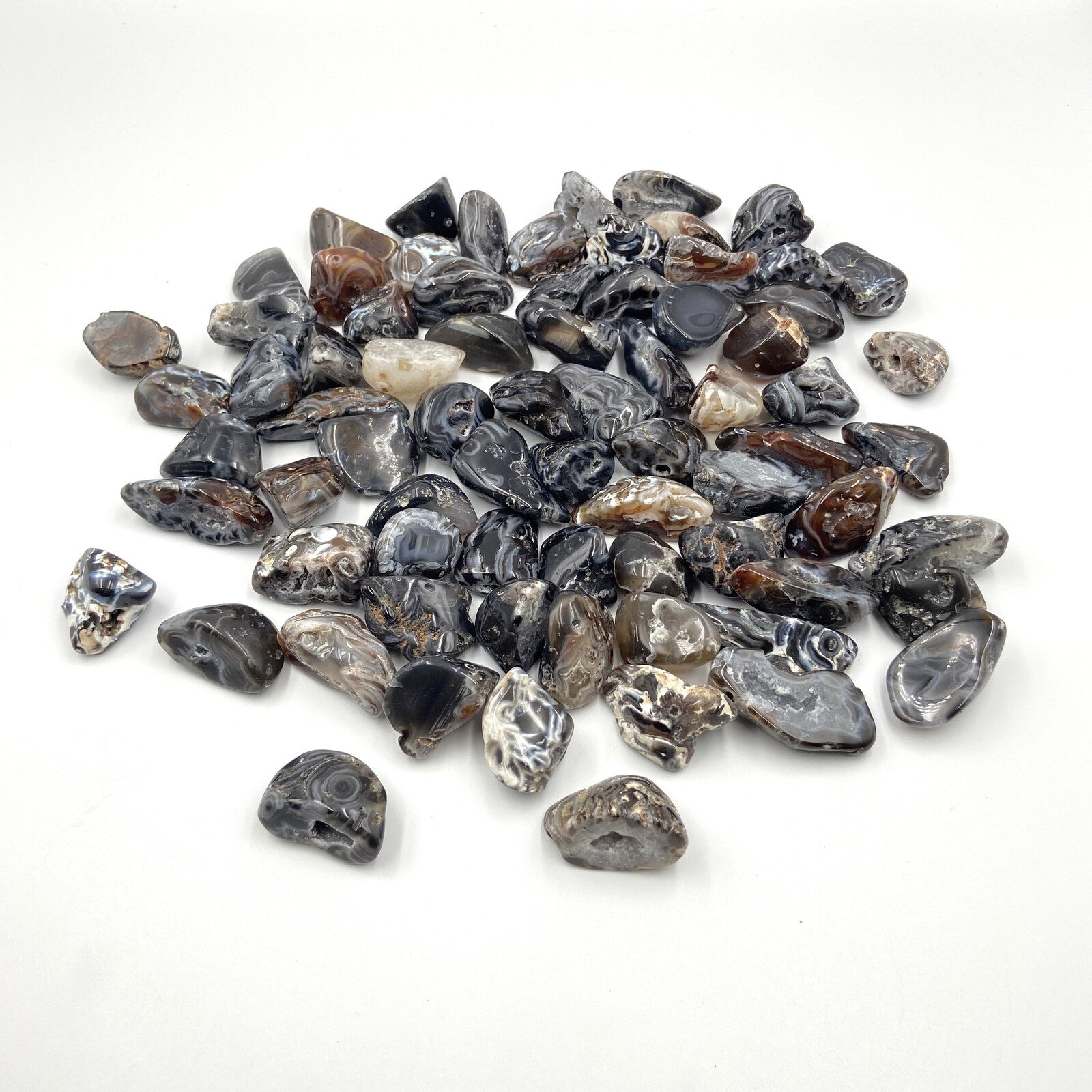 Pierres Roulées - Agate Plume / Demi Agate Polie