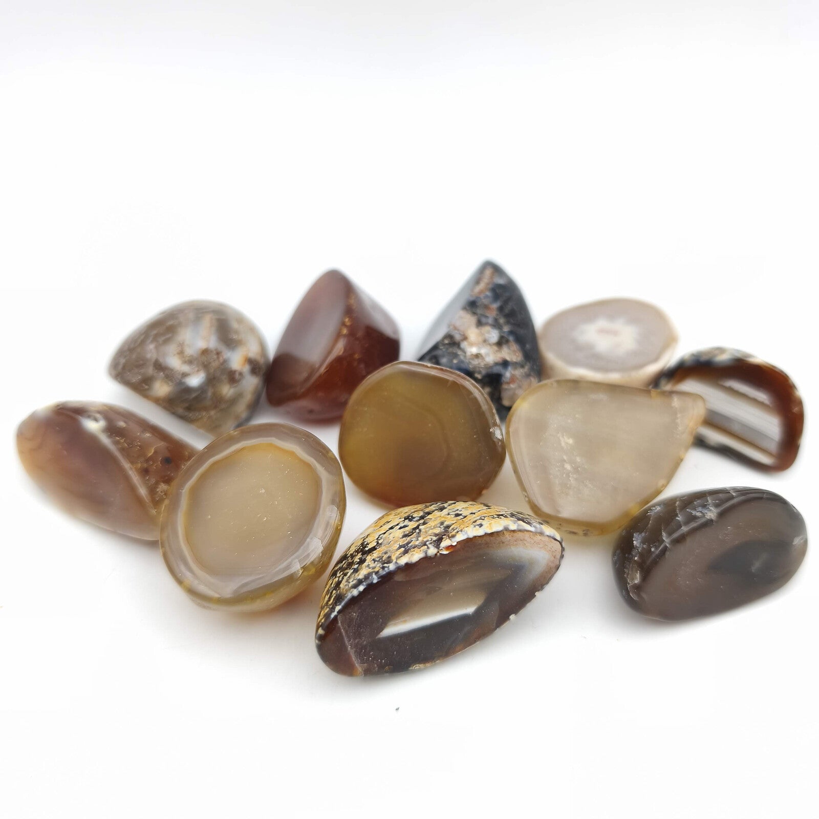 Pierres Roulées - Agate Plume / Demi Agate Polie