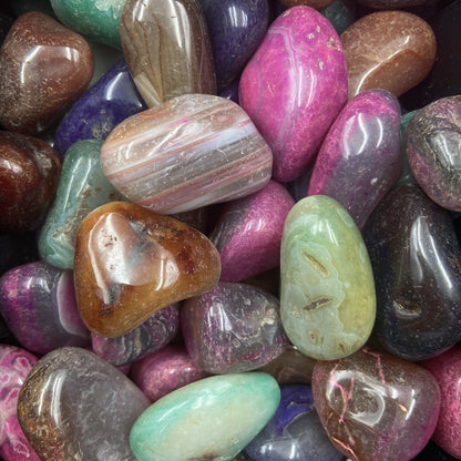 Pierres Roulées - Mélange d'Agates / Quartzs teintés