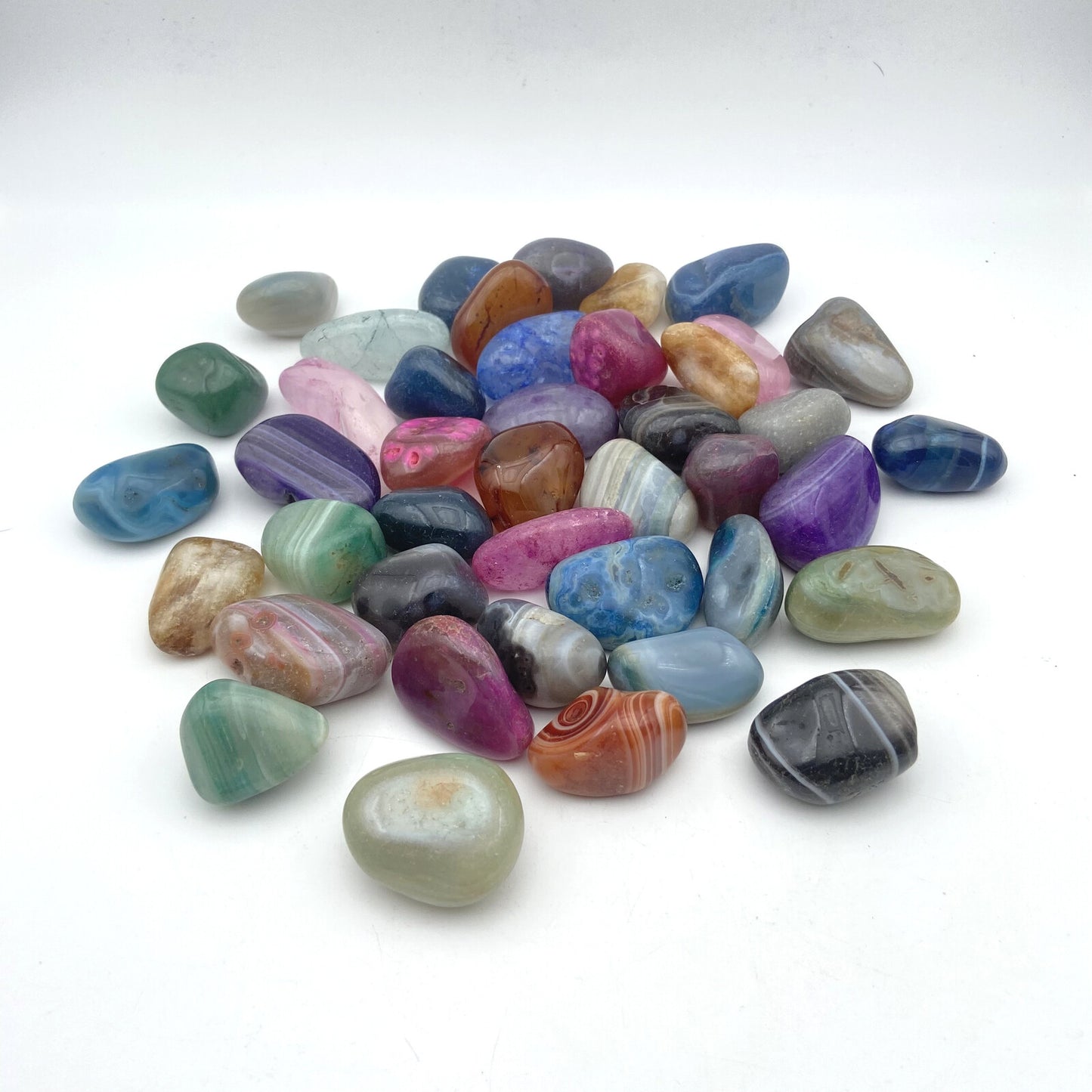 Pierres Roulées - Mélange d'Agates / Quartzs teintés