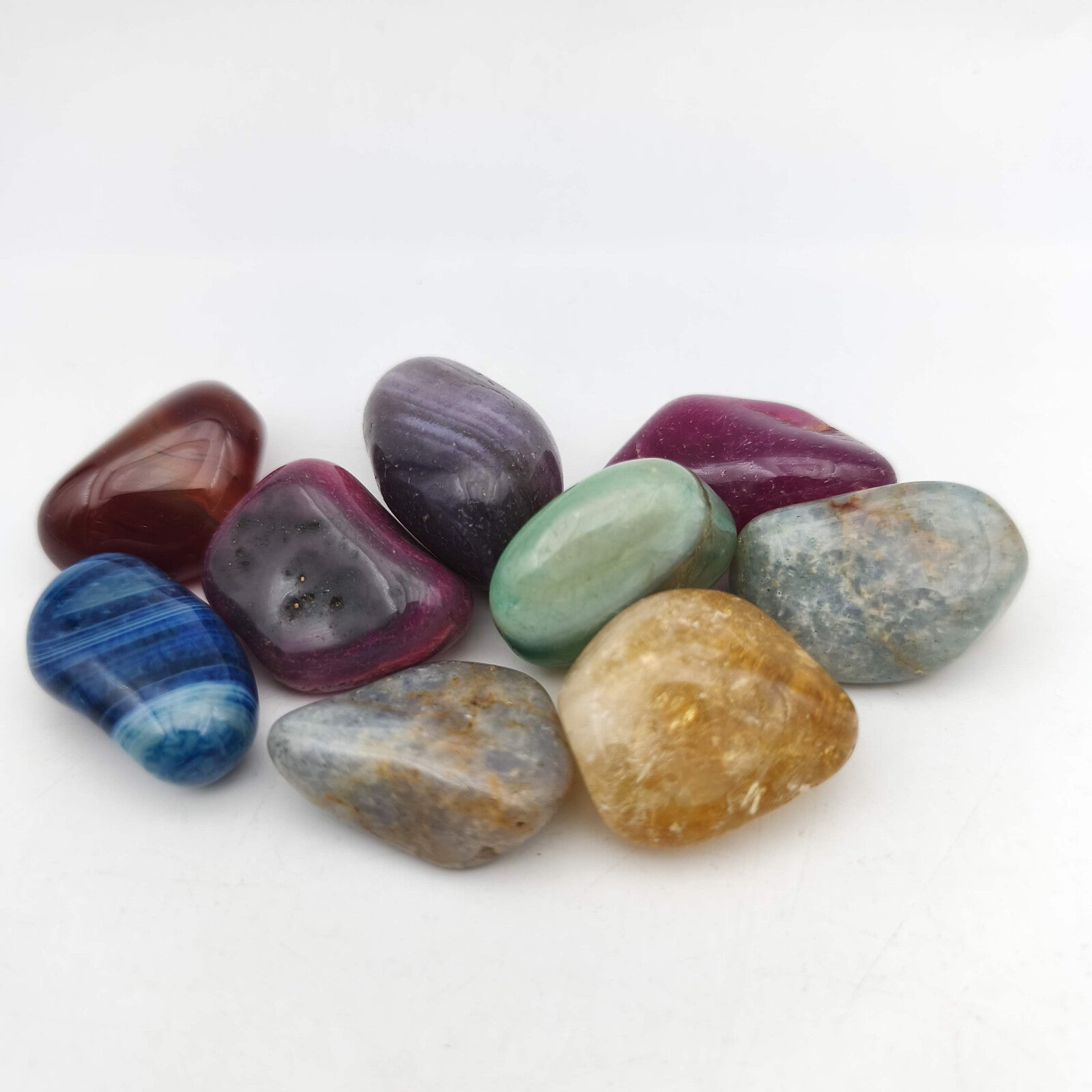 Pierres Roulées - Mélange d'Agates / Quartzs teintés