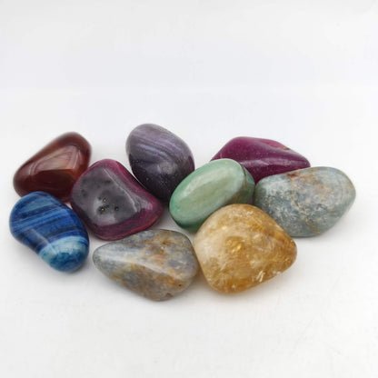 Pierres Roulées - Mélange d'Agates / Quartzs teintés