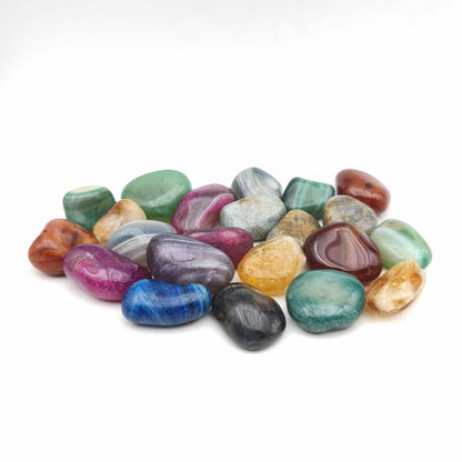 Pierres Roulées - Mélange d'Agates / Quartzs teintés