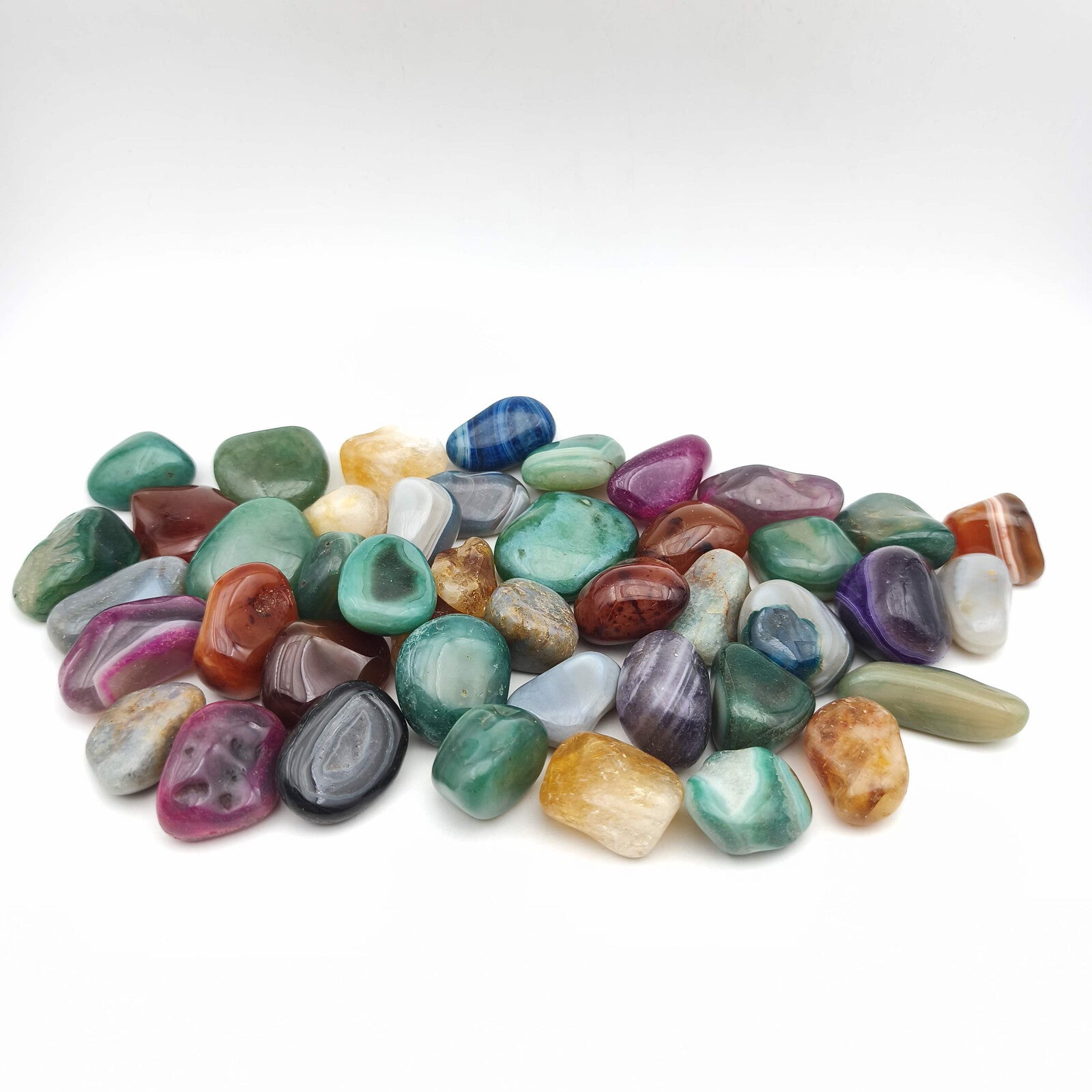 Pierres Roulées - Mélange d'Agates / Quartzs teintés