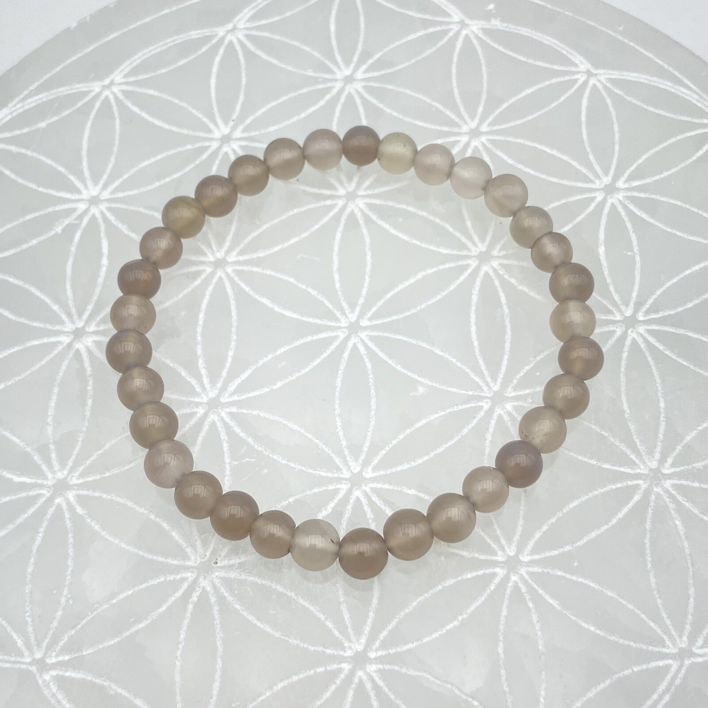 Bracelet - Agate Naturelle Grise (6 mm)