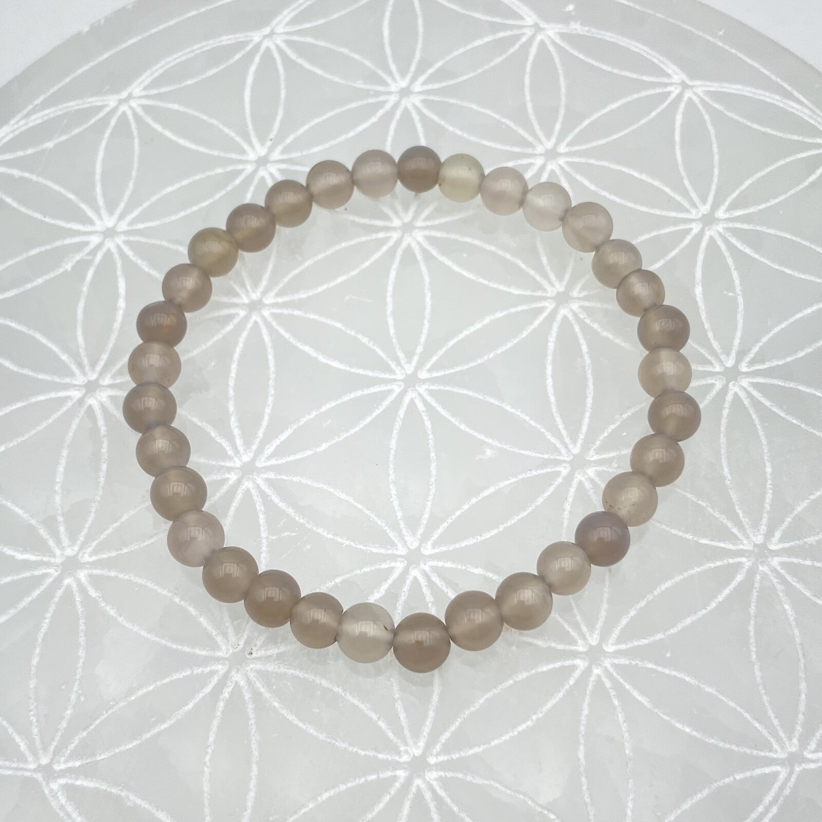 Bracelet - Agate Naturelle Grise (6 mm)