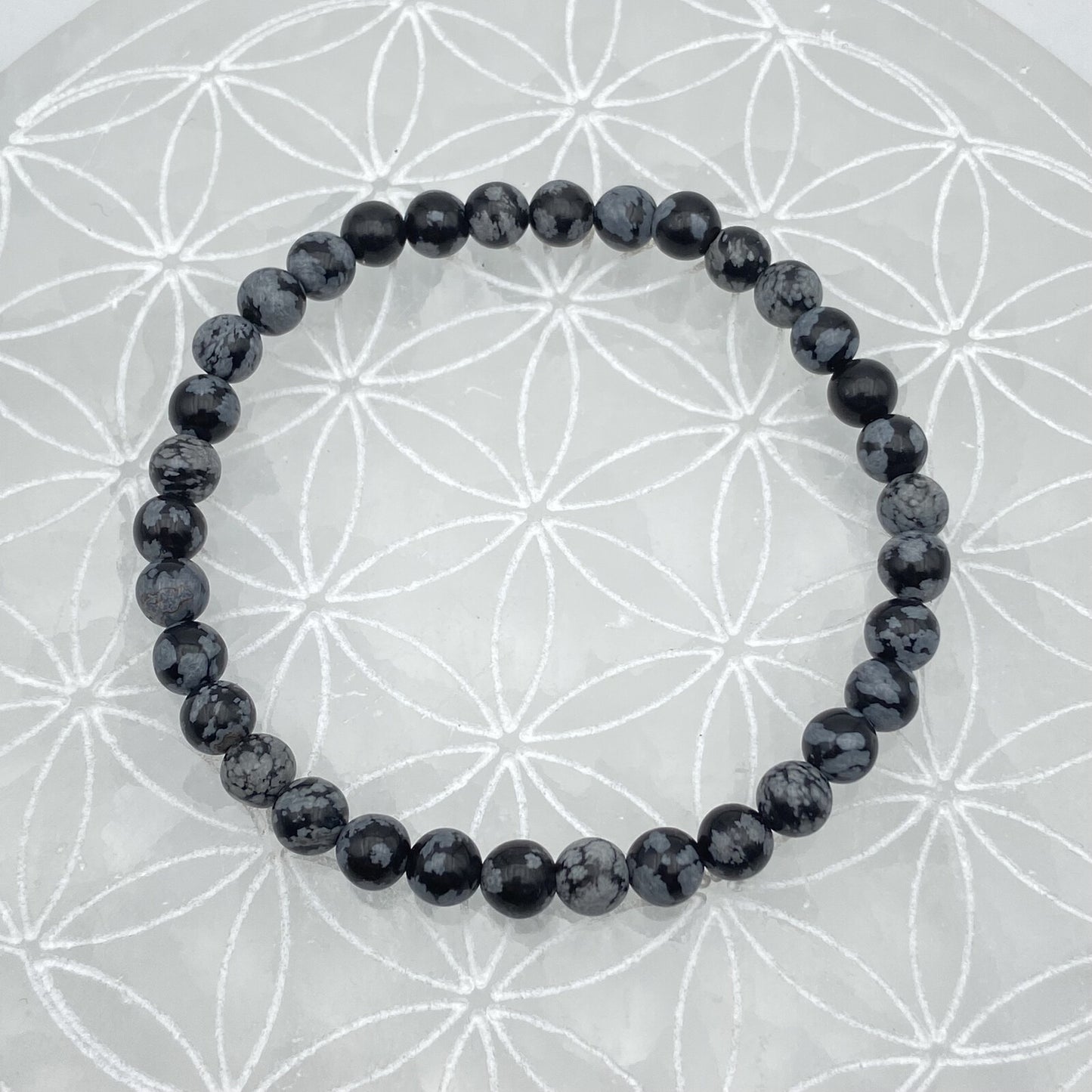 Bracelet - Obsidienne Flocon de Neige / Mouchetée (6 mm)