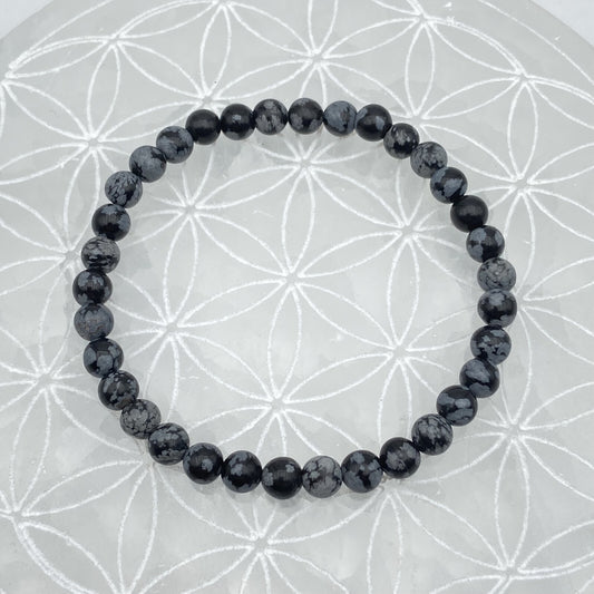 Bracelet - Obsidienne Flocon de Neige / Mouchetée (6 mm)