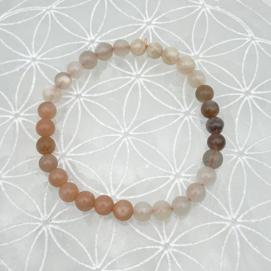 Bracelet - Pierre de Lune Multicolore EXTRA (6 mm)