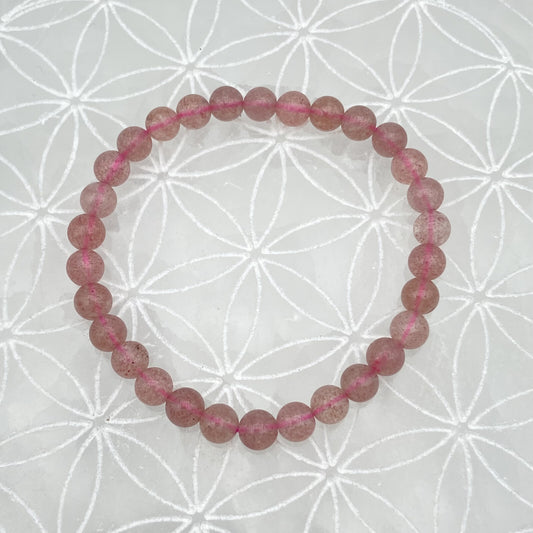 Bracelet - Quartz Fraise ''Morango'' / Hématoide (6 mm)