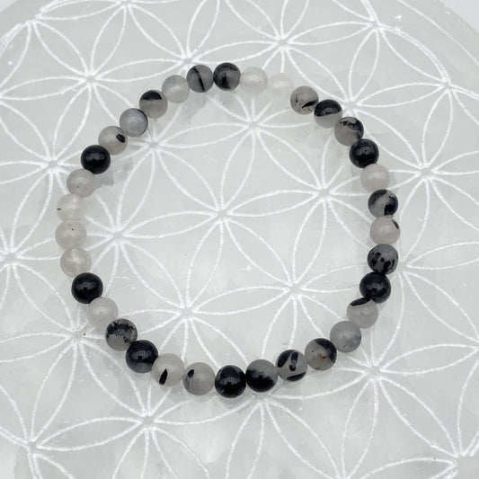 Bracelet - Tourmaline Noire / Quartz (6 mm)