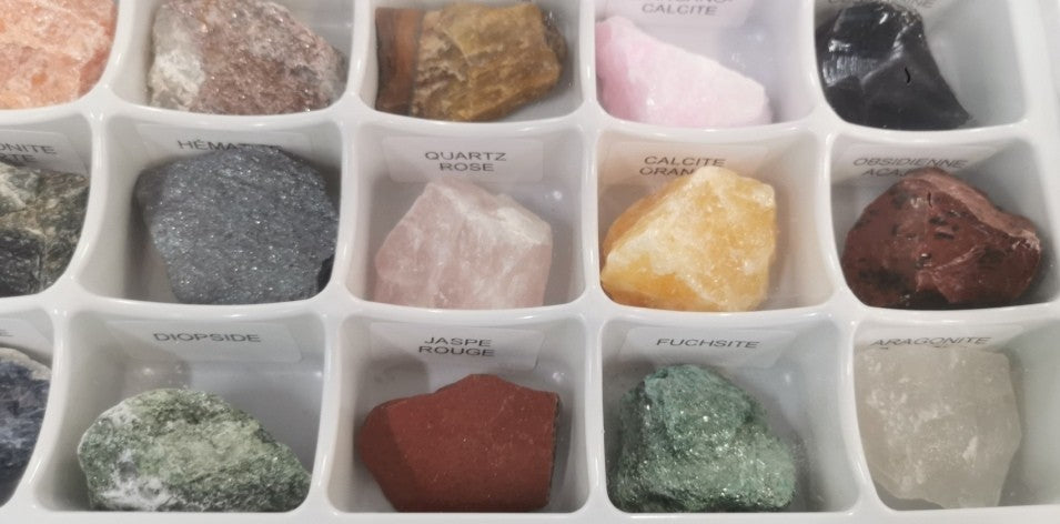 Flat/carton 24 pièces - Collection de minéraux
