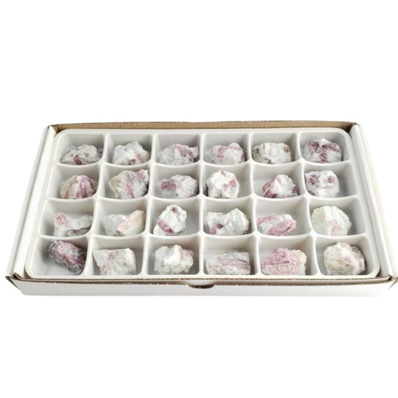 Flat/carton 24 pièces - Tourmaline rose sur quartz
